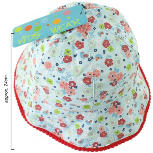 (Blue, 1-2yrs) SSP Hats Flower Cotton Sun Hat 1
