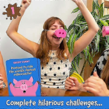 Snort Funny: The Oinkcredible You Laugh You Lose Party Game | 150 Challenge Cards, 5 Pig Snouts & Mud Tokens | Friend & Family PP
