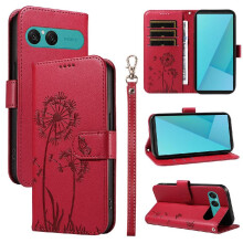 () Compatible With Sony Xperia 10 VII Flip Case With Card Slots And Wrist Strap Dandelion Print Leather Phone Case Stylish And Protective