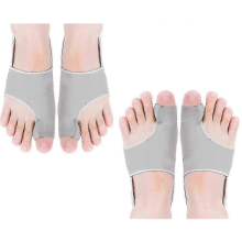 Hyggear Justerbar Hallux Valgus-korrigerare med silikonkuddar - Tåseparator för hallux valguslindring (Grå, 2 p_M