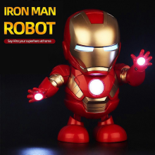 Tanzender LED-Roboter, 19 cm, rot & gold, singend, elektronisches Geschenk_M