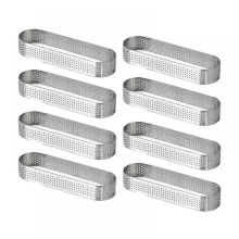 Lot de 8 moules à tartelettes ovales en acier inoxydable, pour desserts français, mousse, tarte aux fruits, quiche