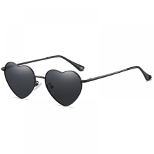 2025 New Heart Sunglasses Women Polarized Metal Frame Trendy Cute Heart Shaped Sunglasses ProtectionBlack Frame/Black Lens