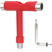 AURA Skateboard-Werkzeug, T-Bone-Rollschuh-Werkzeug, Multi-T-Werkzeug kompatibel mit Skateboard, T-Typ-Werkzeug (rot)