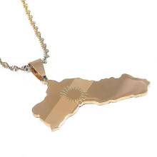 Edelstahl Gold Farbe Kurdistan Karte Anhänger Halsketten Trendy Kurdische Flagge Karte Kette Schmuck