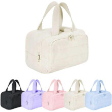 (White)Travel Toiletry Bag, 2025 New Version Portable Travel Wash Bag, Suitable compatible with Both Men and Women (Black)