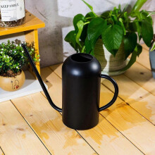 (Zwart) Gieter van roestvrij staal - 1,5 l metalen gieter met lange tuit om morsen te voorkomen, perfecte plantengieter