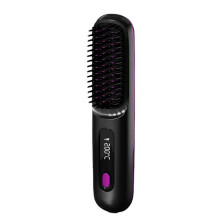 LCD-USB-Ladegerät, Heizung, Lockenstab, Power-Kamm, Haarglätter, kabellos, tragbar, tragbar, Haarglätter, Kamm, Schwarz