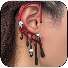 Halloween-Ohrringe, kompatibel mit Damen, Gothic-Totenkopf, Skelettkopf, Punk-Halloween-Ohrringe, Ohrmanschette, Partyschmuck