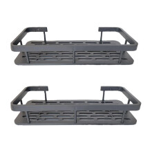2Pcs Bathroom Aluminum Shelf Shower No Drill Wall Mounted Organizer Rectangular Storage Rack