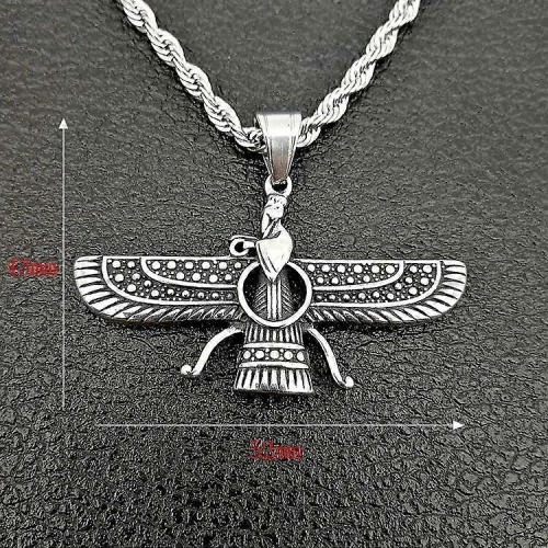 Περσικό Ιράν Farvahar Zoroastrian Wing κολιέ από ανοξείδωτο ατσάλι για άνδρες Vintage Πε 2