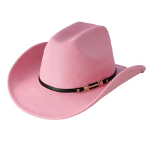 Breathable Flat Top Hat Wide Brims Jazz Hat for Women Men-Pink