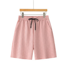 Men's Shorts Casual Stretch Solid Short Elastic Waist-Pink M