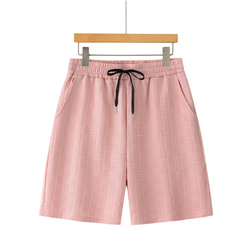Men's Shorts Casual Stretch Solid Short Elastic Waist-Pink M