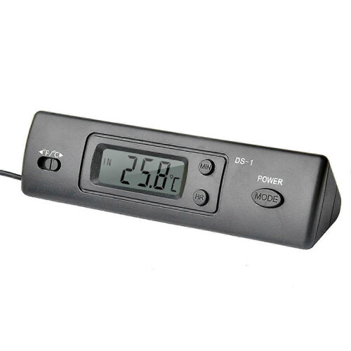 -1 Car Thermometer LCD Display C/F Clock Temperature Sensor Controller Indoor Outdoor Thermostat with Probe 1