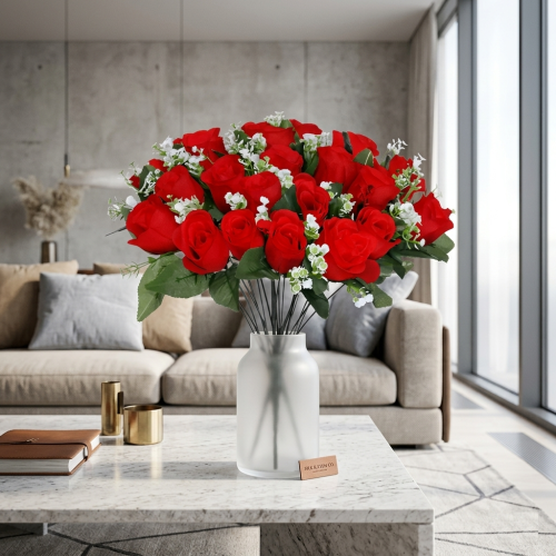 24 Head Rose Bouquet Artificial Flower Decor Gift 2