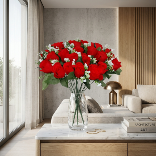 24 Head Rose Bouquet Artificial Flower Decor Gift