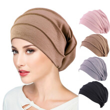 4 stuks katoenen elastische mutsen voor dames, zachte tulbandmuts, hoofddoek, haagmuts, chemomuts