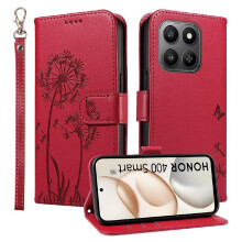 Compatible with Honor 400 Smart Flip Case with Card Slots And Wrist Strap Stylish And Protective Dandelion Print Leather Phone Case