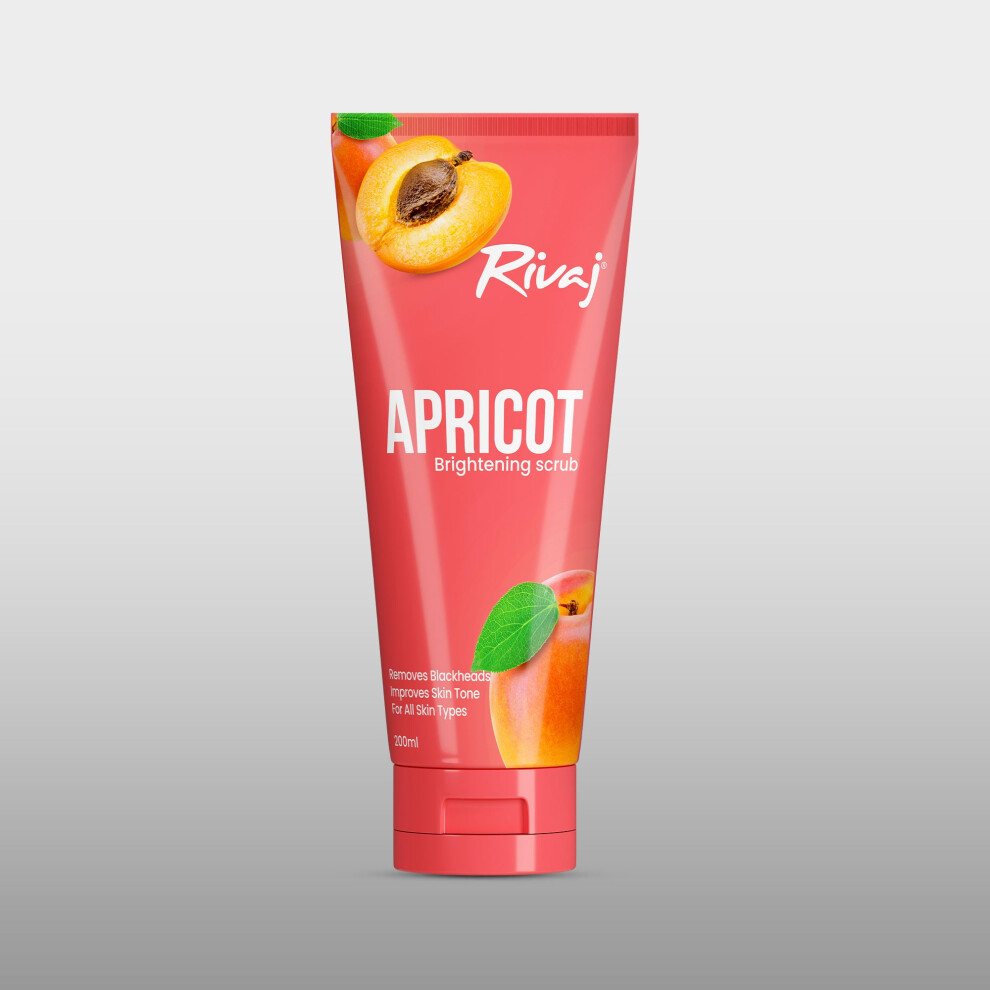 Rivaj Apricot Brightening Scrub | Deep Cleansing Exfoliator, Skincare Scrub, Smooth Skin Product, Natural Exfoliation - 200ml