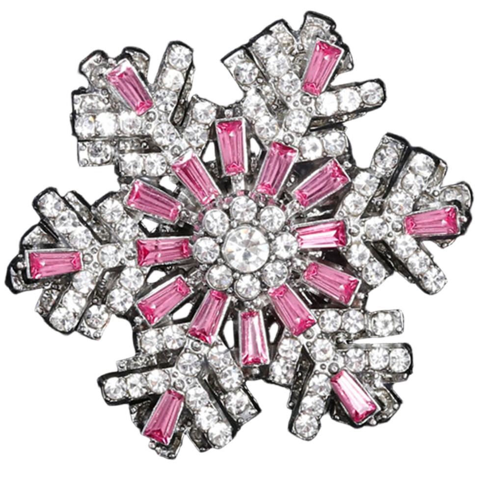 Pink Festive Rotating Snowflake Brooch Alloy Material Eye