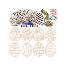 Wooden Easter Eggs Art Painting Set-8 styles 3 pieces