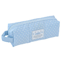 Dotted Print Pencil Case Large Capacity Pencil Bag Multi-Blue