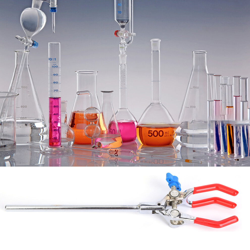 Lab Stand Tube Clamp With Three Prong Flask Clip For Chemistry Laboratory Use 9411393783486