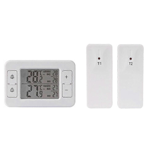 Wireless Alarm Thermometer for Freezer with Digital LCD Temperature Display