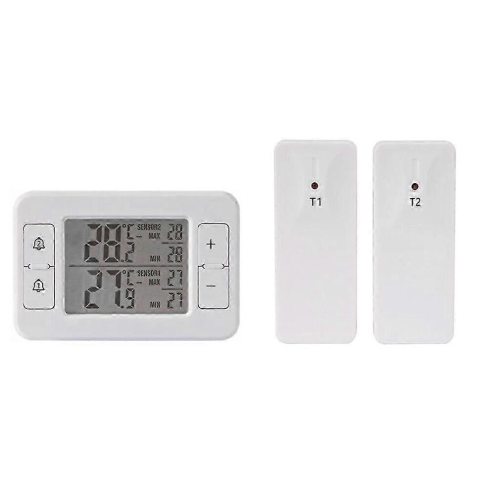 Wireless Alarm Thermometer for Freezer with Digital LCD Temperature Display