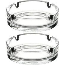 Set of 2 Round Glass Ashtrays for Inside or Outside | 2 x 10.5 cm Ash Trays Indoors | Ash trays Outdoors for Home, Garden, Bar or Pub