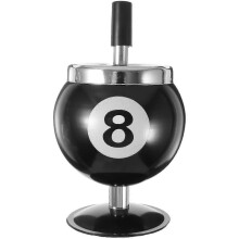Fashional Push Down Cigarette Ashtray No. 8 Billiards Ball Ashtray Metal Smoking Ash Tray for Indoor or Outdoor Use (Black)