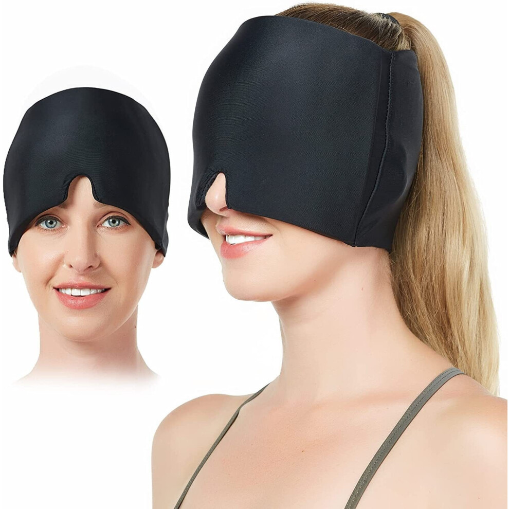 Black (Black)Headache Migraine Gel Hot Cold Therapy Relief Cap Ice Cap For Relieve Pain Head