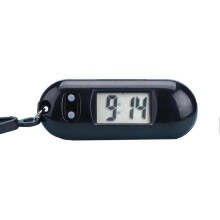 Horloge électronique silencieuse à affichage numérique LCD (noire), portable, pour étudiant, examen, étude, bureau, porte-clés, compat