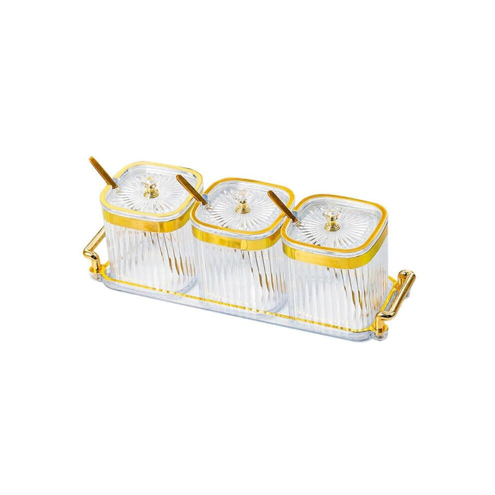 (Clear)Condiment Spice Jar Condiment Canisters With Lids And Spoons,Sturdy,Seasoning 6485316879122