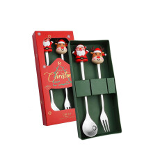 （G-g）Christmas Baubles Sale Clearance Christmas Spoon Christmas Dessert Spoon Fork Stainless Steel Tableware Set Cute Doll With Hand Gif