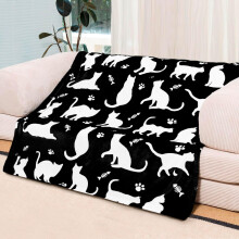 （Black）Black Cat Blanket Throw,Black Cats Blanket Gift, Soft Cozy Flannel Pet Lovers Throw Blanket for Sofa Couch Bed Decor锛?50 x 200 c