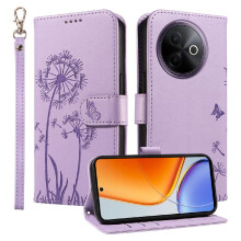 Compatible with VIVO Y39 5G Flip Case Dandelion Print Leather Phone Case with Card Slots And Wrist Strap Stylish And Protective
