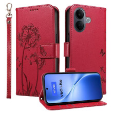 Compatible with VIVO V60 Lite Flip Case Stylish And Protective with Card Slots And Wrist Strap Dandelion Print Leather Phone Case