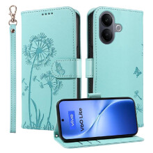 Compatible with VIVO V60 Lite Flip Case Stylish And Protective with Card Slots And Wrist Strap Dandelion Print Leather Phone Case