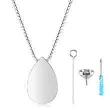 Personalized Teardrop Shape of Waterdrop Cremation Urn Necklace with Fill Kit for Ashes Cremation Jewelry