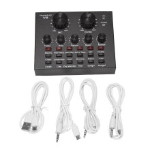 V8 Sound Card Audio Set Interface External Usb Live Microphone Sound Card Function for Computer Pc Mobile Phone Singing Recording
