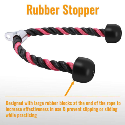 Heavy Duty Biceps Triceps Training Nylon Pull Rope with Stainless Steel Snap Hook Two-Color Pull Down Fitness Cable Attachment Machine Spo 2