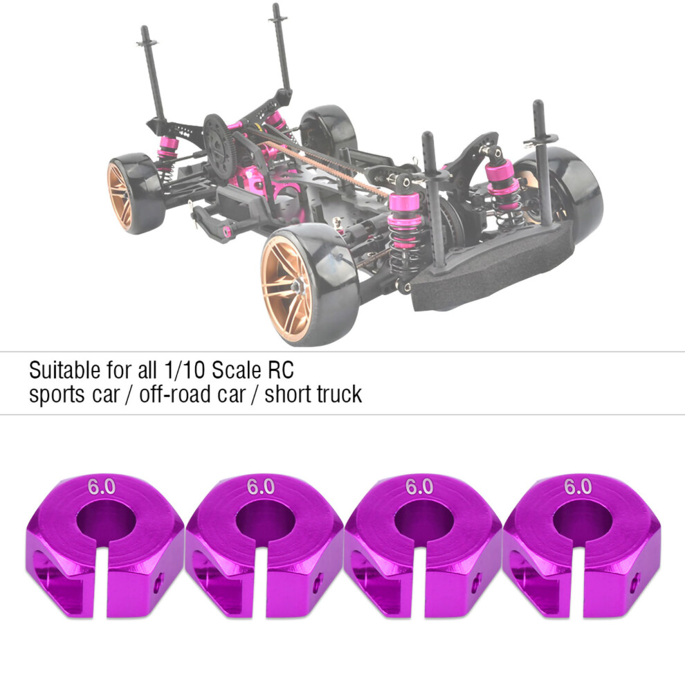 Universal 12Mm Wheel Hex Hub Adapter For Rc Cars Fits Hsp Sakura 1/10 Purple 4381393784286