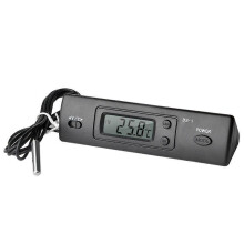 -1 Termometr samochodowy z wyświetlaczem LCD, zegarem C/F, czujnikiem temperatury, kontrolerem temperatury wewnętrznej i zewnętrznej, z so