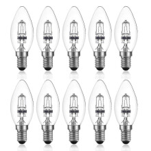42W E14 C35 Dimmbare Halogenlampe AC 220-240V Warmweiß 2700K E14 Transparente Halogen-Kerzenlampe (10 Stück)