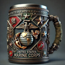 Militär-3D-Becher, wunderschöner Becher im Armee-Design, personalisierter Kaffeebecher (444 ml), 3D-Druckbecher, Geschenk für Veteranen –