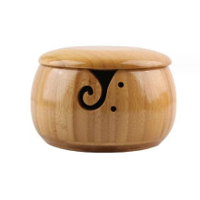 Garnschale aus Holz mit Deckel, Garnschale mit Wollhalter, handgefertigte Garnaufbewahrungsschale mit Loch für Nadel und Faden