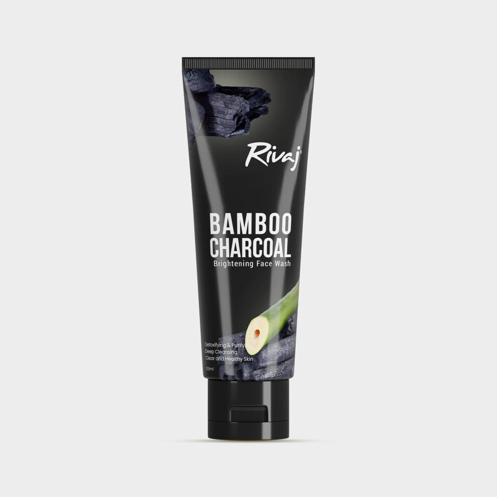 Rivaj Bamboo Charcoal Whitening Face Wash | Acne Control Face Wash, Oil Control Cleanser, Detox Face Wash - 100ml
