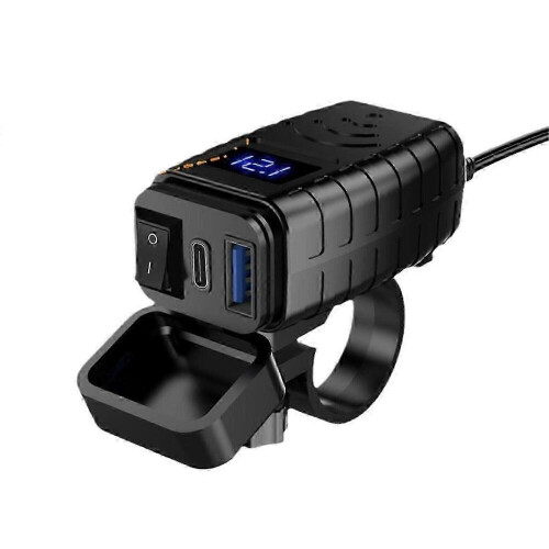 PD3.0+QC3.0 .0 Motorcycle USB Fast Charger Port Socket Connector with Cell Mobile Voltmeter Digital Charge 2
